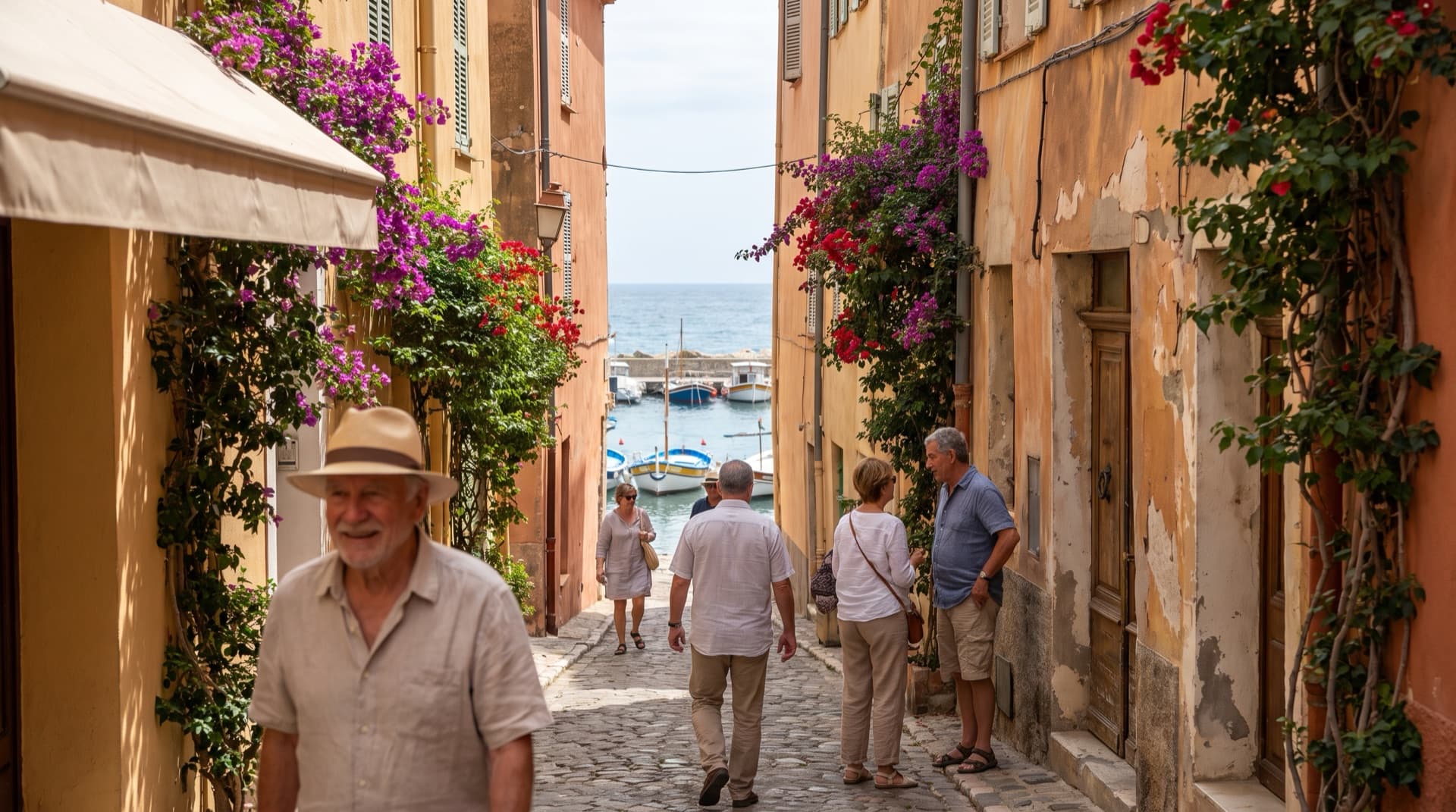 Les ruelles ocre de la vieille ville d'Antibes