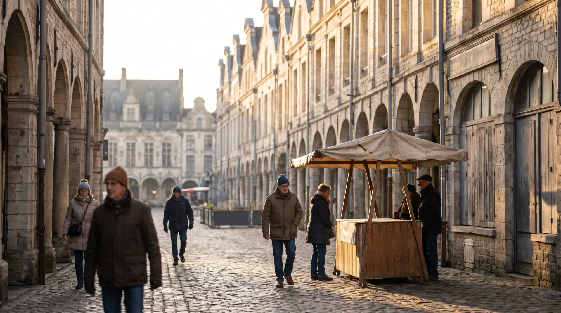 Les arcades et pignons flamands d'une place d'Arras