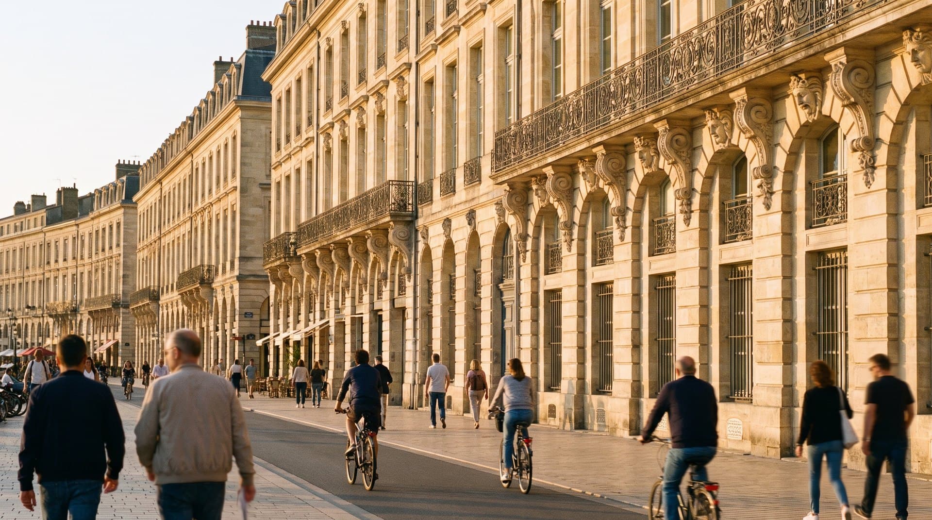 Les façades en pierre blonde des quais de la Garonne, à Bordeaux