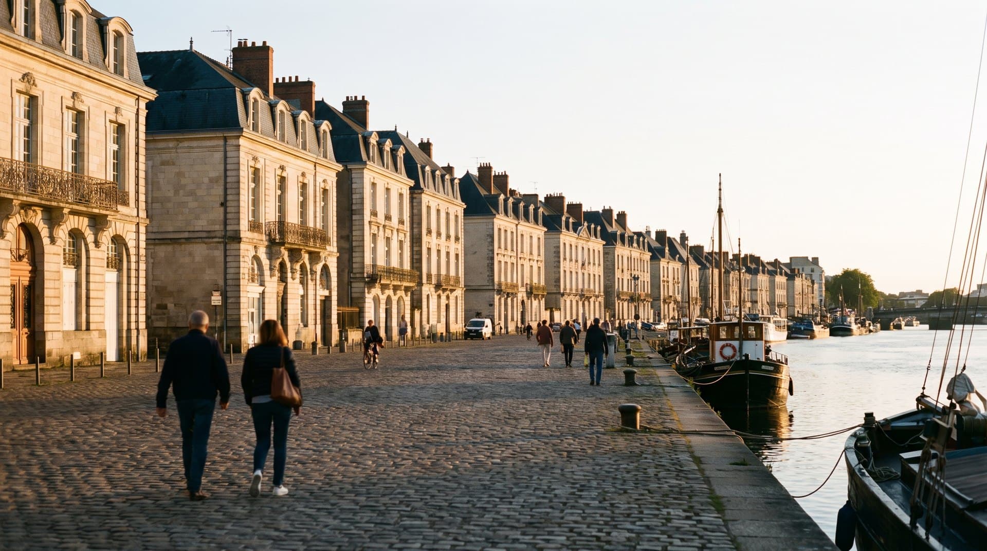 Les façades d'armateurs en tuffeau du quai de la Fosse, à Nantes